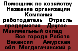 Помощник по хозяйству › Название организации ­ Компания-работодатель › Отрасль предприятия ­ Другое › Минимальный оклад ­ 30 000 - Все города Работа » Вакансии   . Амурская обл.,Магдагачинский р-н